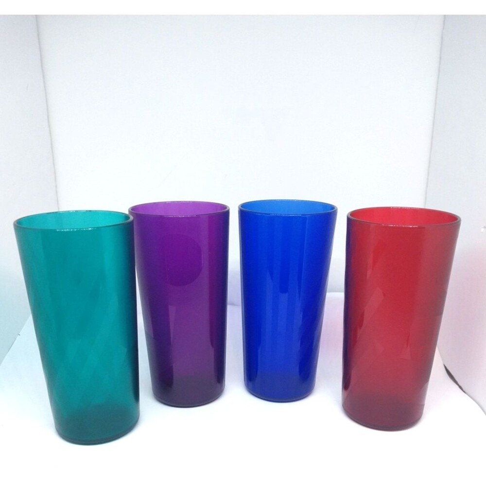 Tupperware USA Made 14 oz Jewel Tone Multi Color Tumblers Set of 4 - Picture 13 of 13